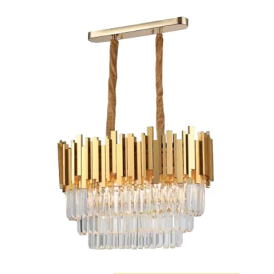 Lustre Cristal Midas 60 Retângular Dourado Bivolt 80w