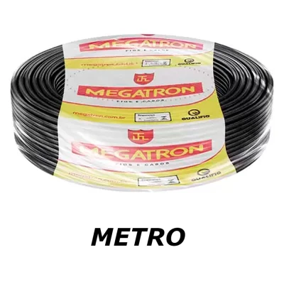 Metro De Fio Flexível Elétrico 6MM Cor Preto Megatron