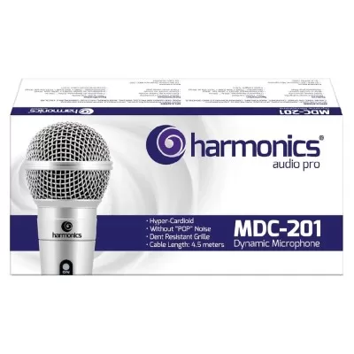 Microfone Dinâmico Harmonics Prata Mdc-201 Novo