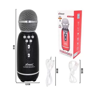 Microfone Karaoke Sem Fio Tws Ws-899 Xtrad Novo