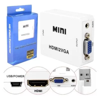 Mini Conversor HDMI x VGA Full HD 02831 Exbom
