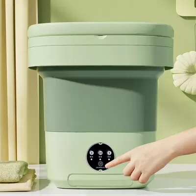 Mini Máquina De Lavar Roupa Elétrica Dobrável Portátil Verde
