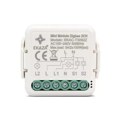 Mini Módulo Embutir Zigbee 2Ch Ekac-T3092Z Ekaza Novo