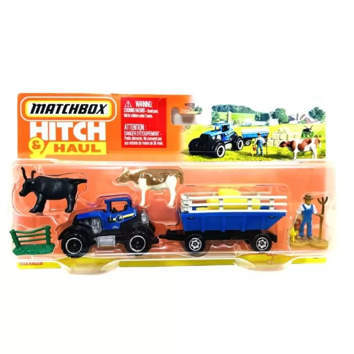 Miniatura De Metal Matchbox Hitch E Haul Trator Azul H1235