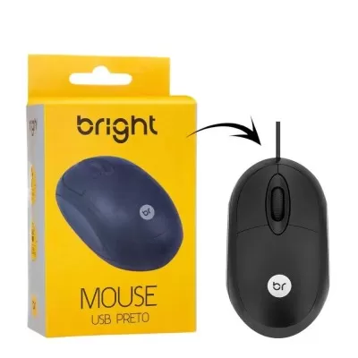 Mouse Com Fio Usb Preto 0106 Bright Novo