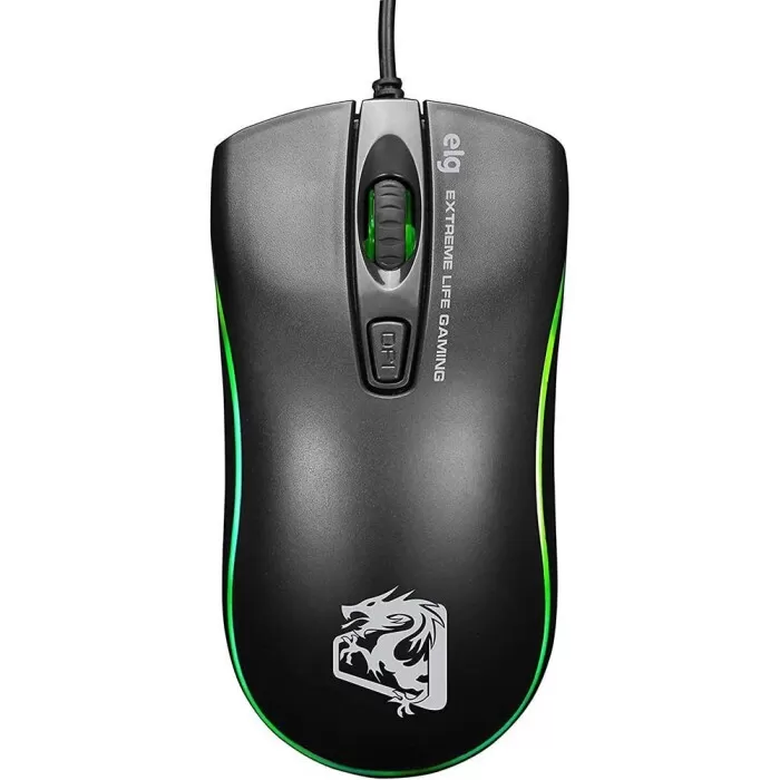 Mouse Gamer Dragon War 2400DPI Preto ELG RGB MGDW Novo