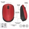 Mouse Sem Fio M170 Vermelho 11 Logitech Novo