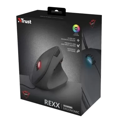 Mouse Vertical Ergonômico Gamer Trust Gtx 144 Rexx Novo