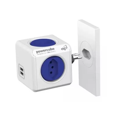 Multiplicador De Tomadas 4 Entradas + 2 Usb Elg Azul Bivolt