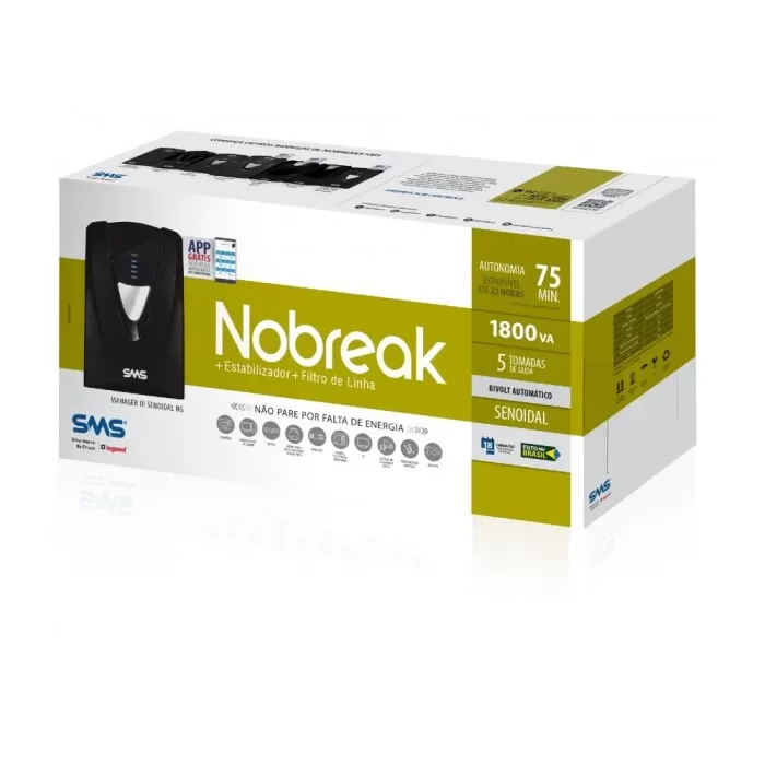 Nobreak Sms Manager 3 Senoidal 1800Va Bivolt Novo