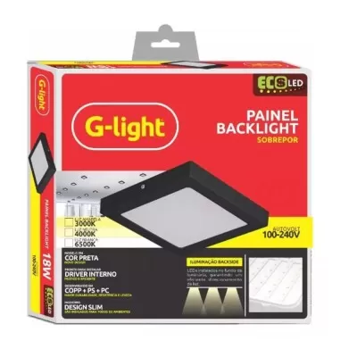 Painel Backlight Quadrado Sobrepor 24W 4000K Bivolt G-Light