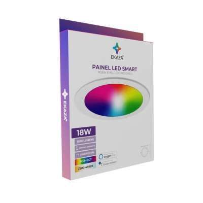 Painel Led Embutir Inteligente Redondo Ekaza Bivolt 18W Rgb