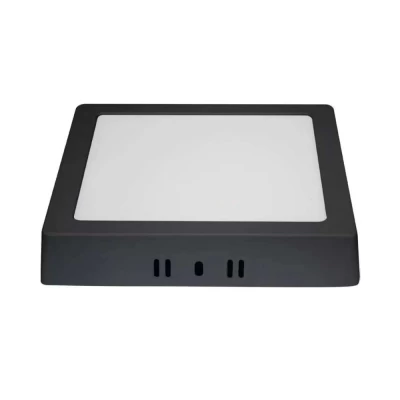 Painel Led Quadrado Sobrepor Preto 12w 3000k Branco-Quente