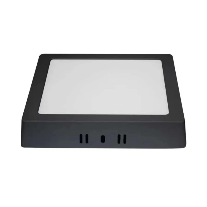 Painel Led Quadrado Sobrepor Preto 12w 3000k Branco-Quente