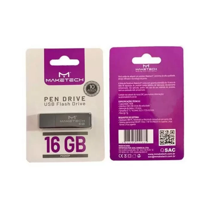 Pen Drive 16Gb Modelo Pd283P Marketech Novo