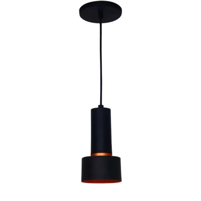 Pendente Attena Roma Cilindro 1xE27 15W Preto e Cobre Bivolt