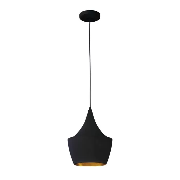 Pendente Cone Largo Preto 60W 1X E27 Blumenau Novo