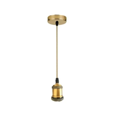 Pendente De Metal Com Canopla Dourada 1X E27 1 Metro