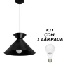 Pendente Guto 30Mm Cabo Pp + Lâmpada Blumenau A60 12W 3K