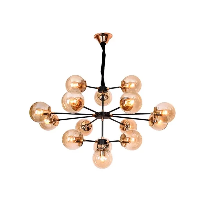 Pendente Led Jabuticaba Cor Preto e Âmbar 15XE27 Nordecor