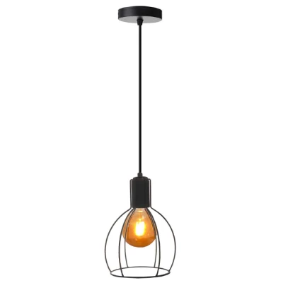 Pendente Moderno Aspen Preto 60W 1x E27 com Lâmpada Rústica