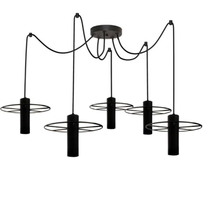 Pendente Moderno vintage Trevo Aranha Preto 5x 60W Bivolt