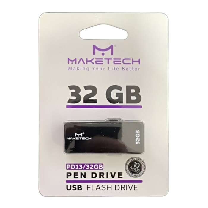 Pendrive 32Gb Usb Flash Disk 2.0 Preto Pd13/32Gb maketech