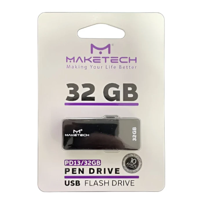 Pendrive 32Gb Usb Flash Disk 2.0 Preto Pd13/32Gb maketech