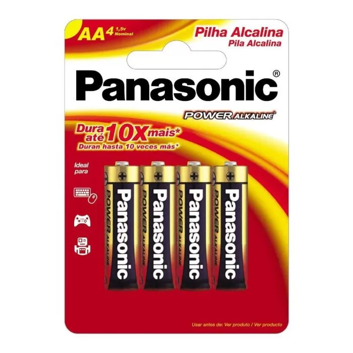 Pilha Alcalina Panasonic AA Cartela Com 4 Unidades
