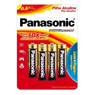 Pilha Alcalina Panasonic AA Cartela Com 6 Unidades