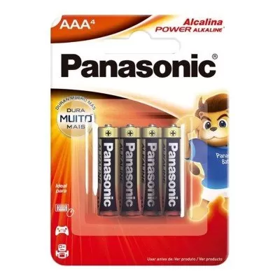 Pilha Alcalina Panasonic AAA Cartela Com 4 Unidades