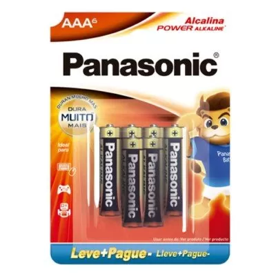Pilha Alcalina Panasonic AAA Cartela Com 6 Unidades