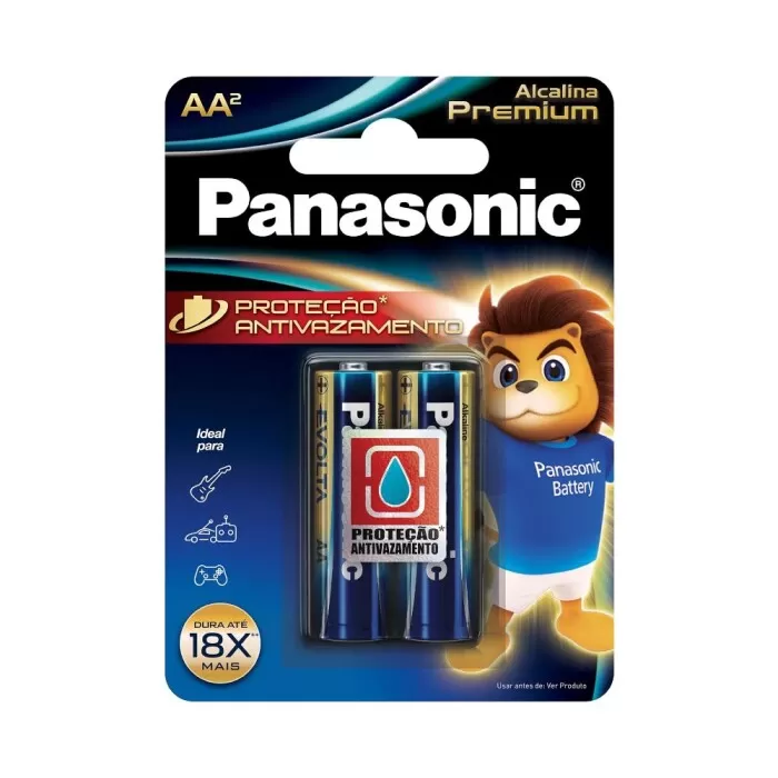 Pilha Álcalina Premium Aa Panasonic 2 Unidades Novo