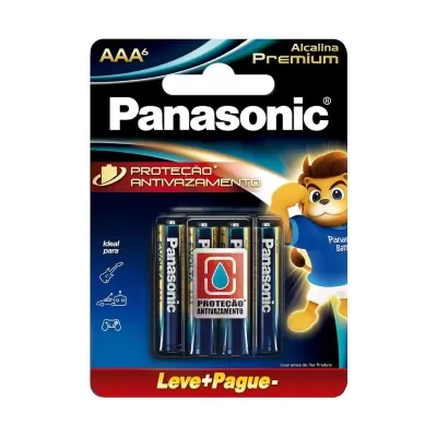 Pilha Álcalina Premium Aa Panasonic 6 Unidades