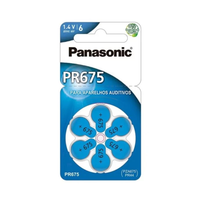 Pilha Auditiva Panasonic Pr675 1,4V Com 6 Unidades Novo