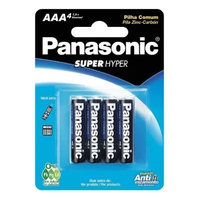 Pilha Comum Panasonic AAA Cartela Com 4 Unidades