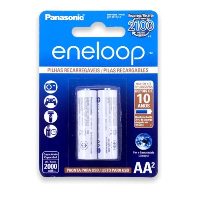 Pilha Eneloop Aa Recarregável 2000mah Panasonic 2 Unidades