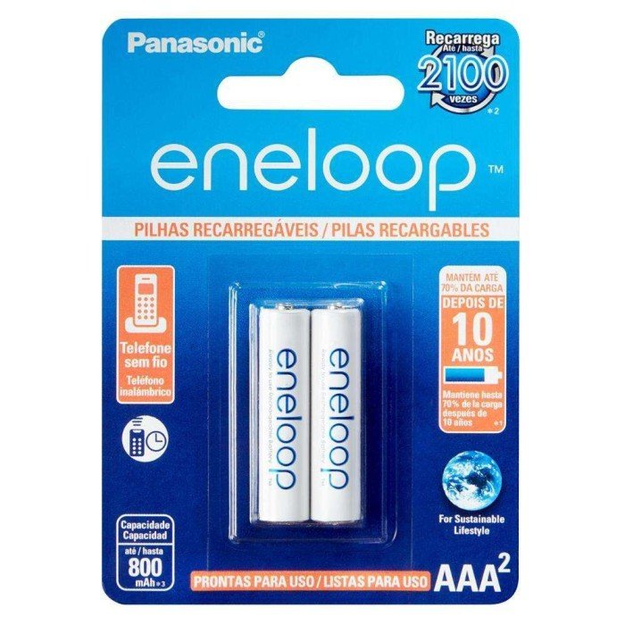 Pilha Eneloop Aaa Recarregável 800mah Panasonic 2 Unidades Games