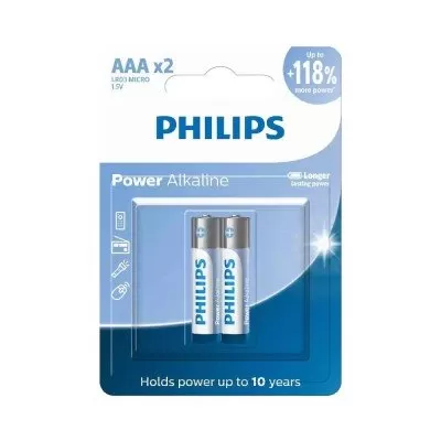 Pilha Philips Alcalina AAA 2 Unidades LR03 MICRO