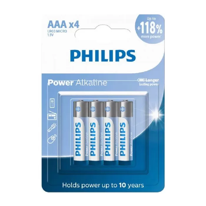 Pilha AAA Philips Alcalina lr03 - 4 pilhas