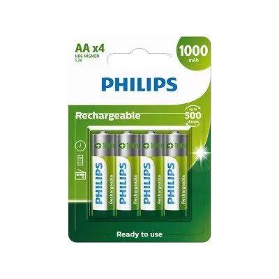 Pilha Philips Recarregável AA 1.2V 1000mAh 4UN HR6 MIGNON