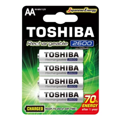 Pilha Recarregável AA 1,2V 2600mAh TOSHIBA Cartela com 4 unid.