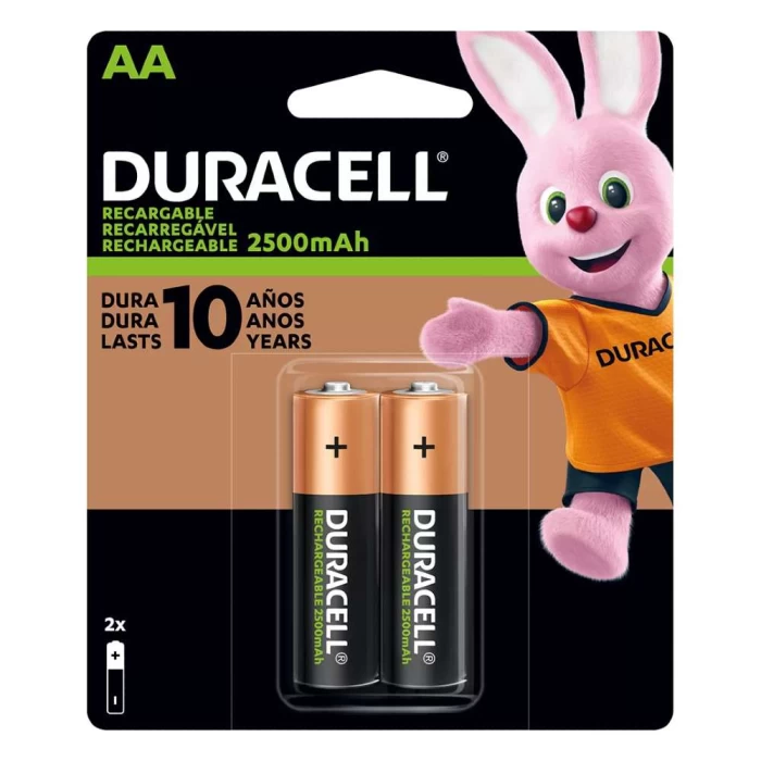 Pilha Recarregável AA 2500mAh Duracell 2 Unidades