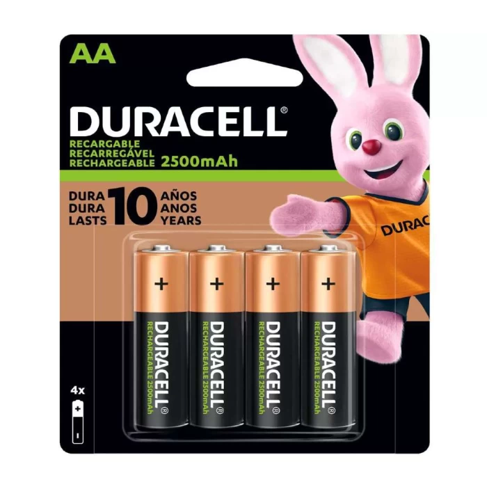 Pilha Recarregável AA 2500mAh Duracell 4 Unidades