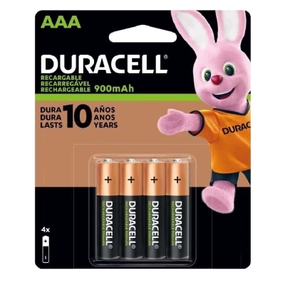 Pilha Recarregável Duracell AAA 900mAh Cartela Com 4 Unidades