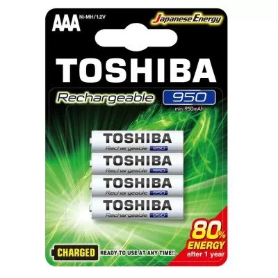 Pilha Recarregável Toshiba AAA 950mAh Cartela com 4 Unidades