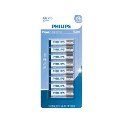 Pilhas Alcalina Philips AA 16 Unidades LR6 Longa Duração