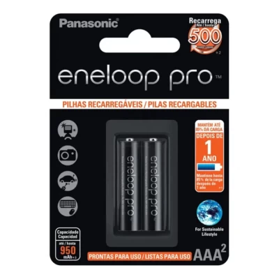 Pilhas Eneloop Pro Recárregavel Panasonic 950Mah AAA2 Novo