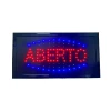 Placa De Led Letreiro Sinalização Luminoso Aberto 220v Preto