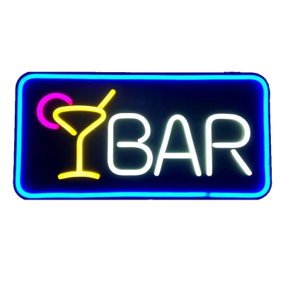 Placa Neon Letreiro Sinalização Luminoso Bar 220v Preto